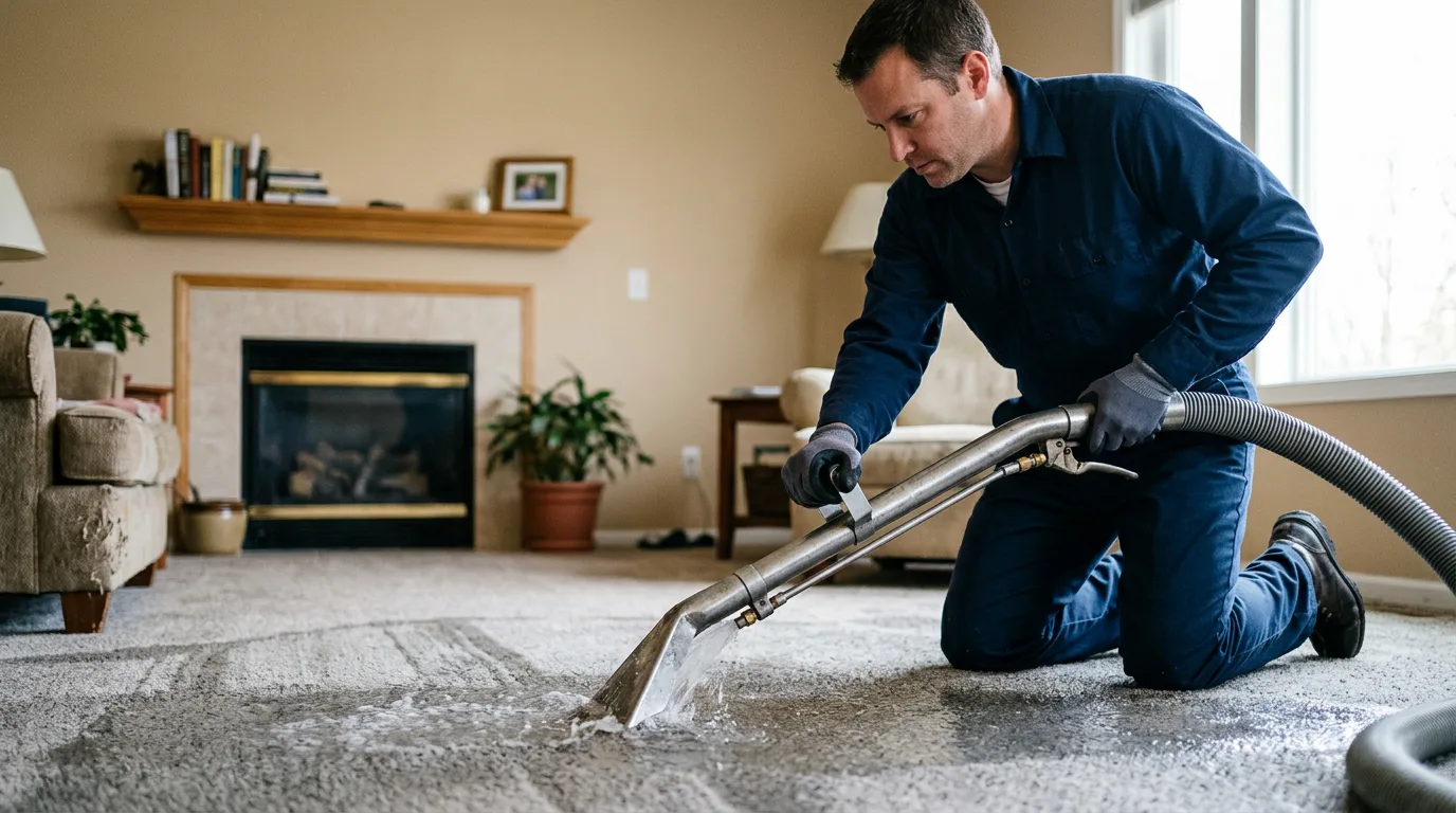 Water damage restoration technician working near Oakfield, ME